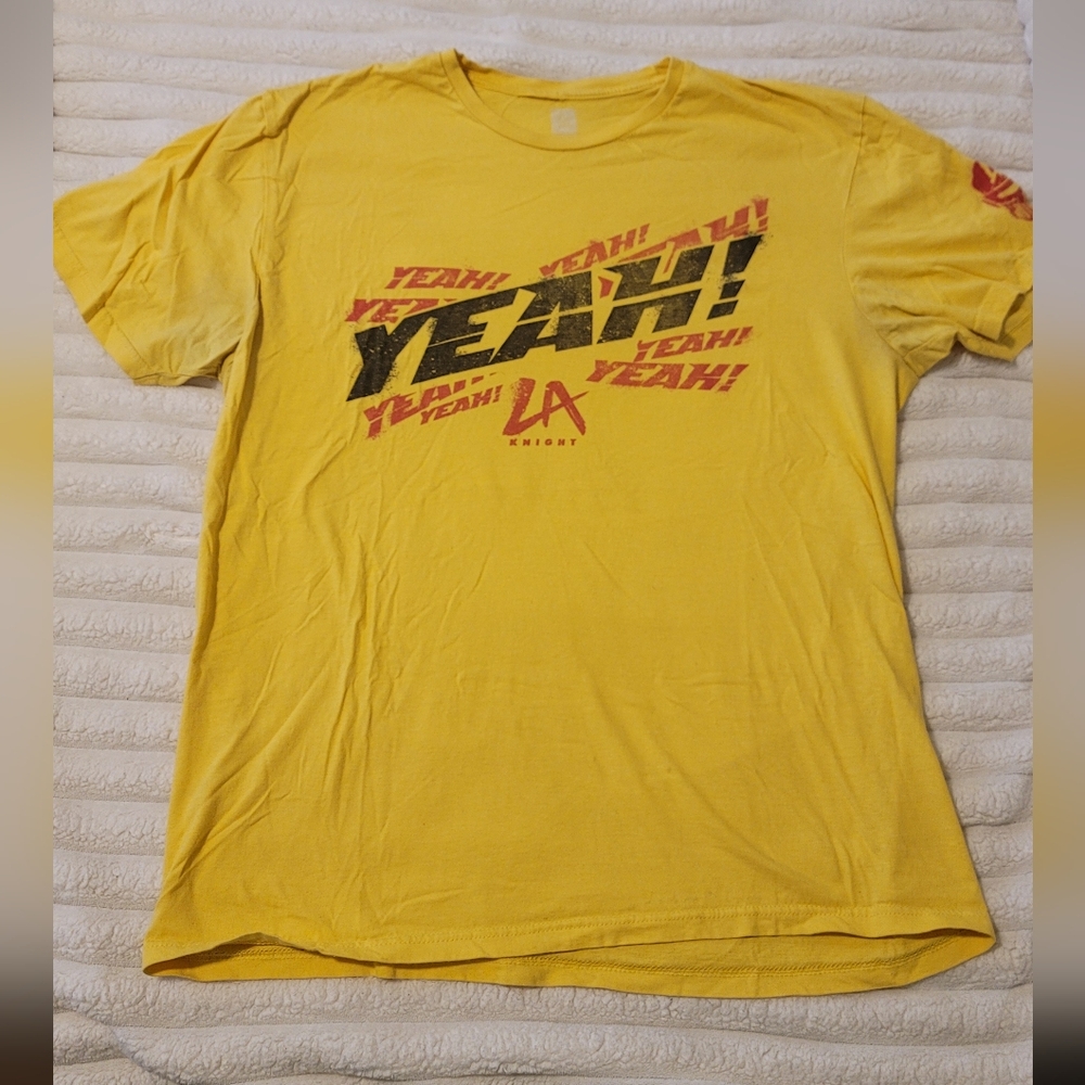 WWE Authentic LA Knight Yellow Short Sleeve Graphic Tee